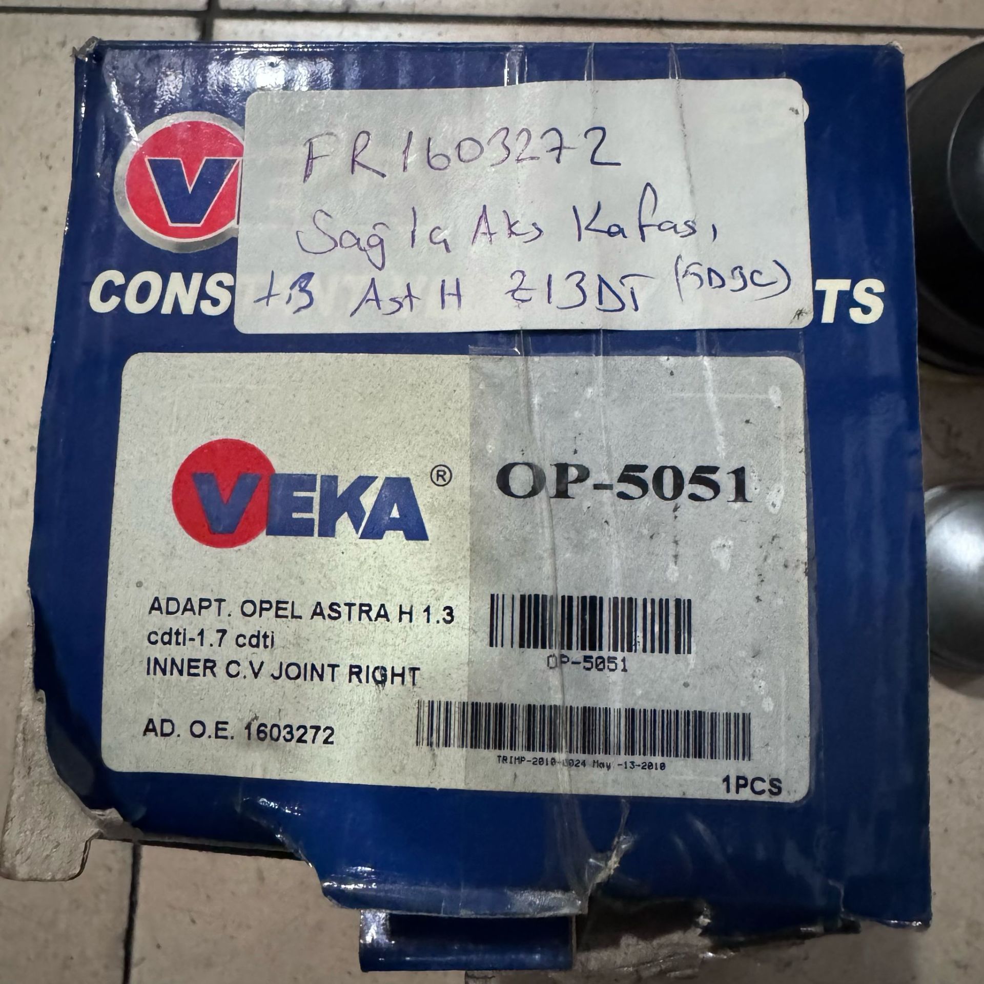 Opel Astra H 1.3 Aks Kafası Ic Sağ Abs'sız 1603272