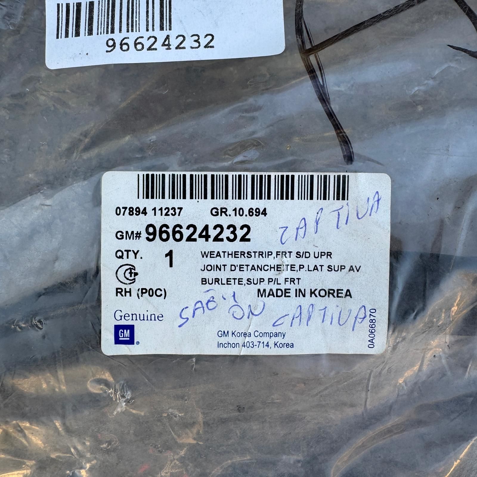 Chevrolet Captiva C100 Sağ Ön Kapı Fitili Orjinal Gm Marka 96624232